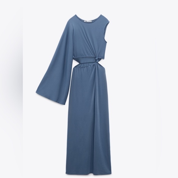 ZARA Blue One-Shoulder Dress - Picture 2 of 9